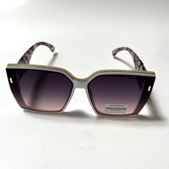 New Original TRUE RELIGION Square Sunglasses Oversized White Tortoise Shell main image 7